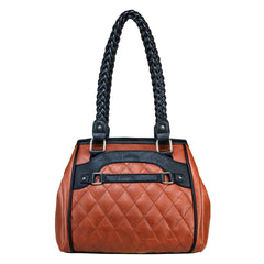 Braided Tote - Brown w/Black Trim