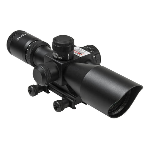 2.5-10X40 Compact Tactical Scope with Integrated Red Laser