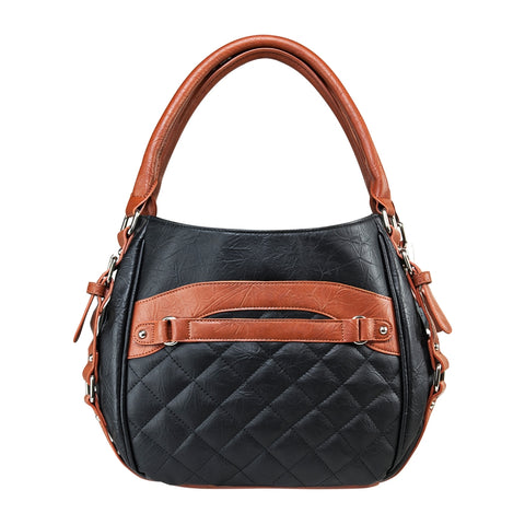 Quilted Hobo Med - Black w/Brown Trim